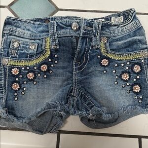Miss me Embellished Denim Shorts with Floral Accents